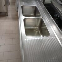 Λάντζα Κλειστή inox 2.10m με 2 Γούρνες, Ερμάριο & Αμπάρι Σκουπιδιών